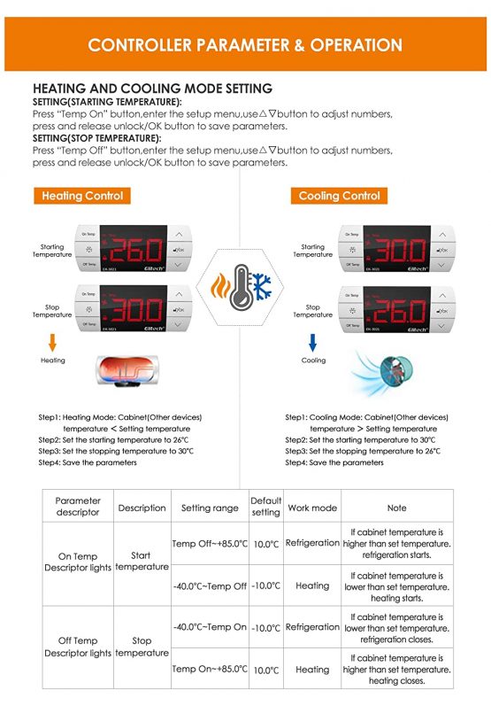 Elitech UEK3021 Digital Touch Button Temperature Controller, Thermostat with Cooling and Defrost, Two Sensors Probes【1 Year Warranty】 - Image 3