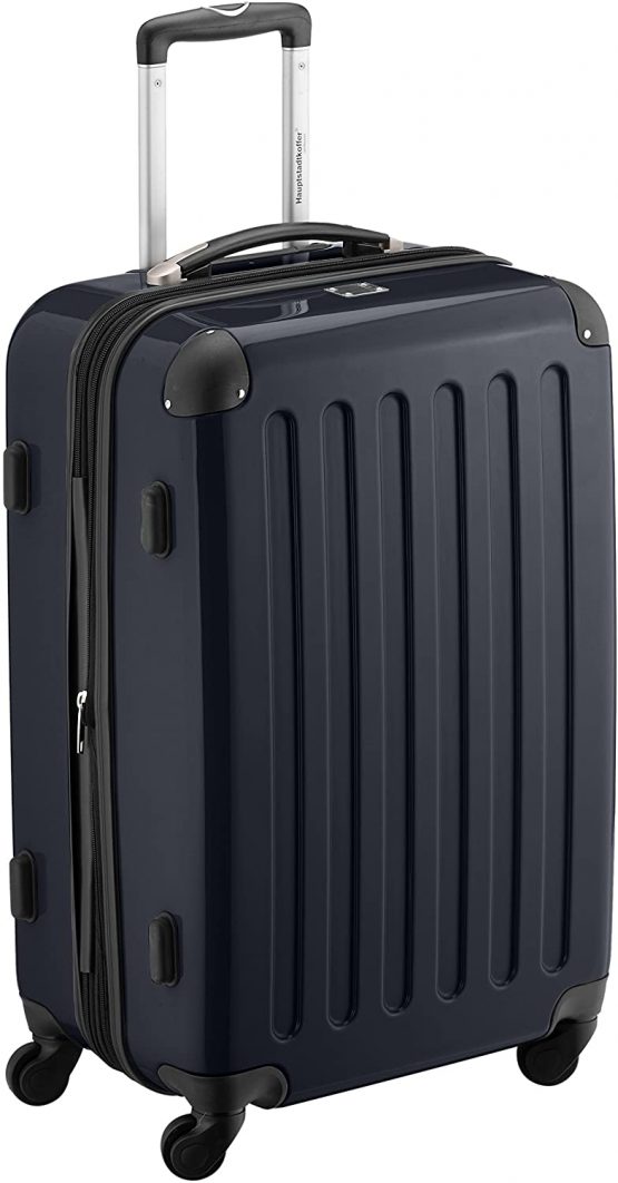 HAUPTSTADTKOFFER - Alex - Luggage Suitcase Hardside Spinner Trolley 4 Wheel Expandable, 65cm, black