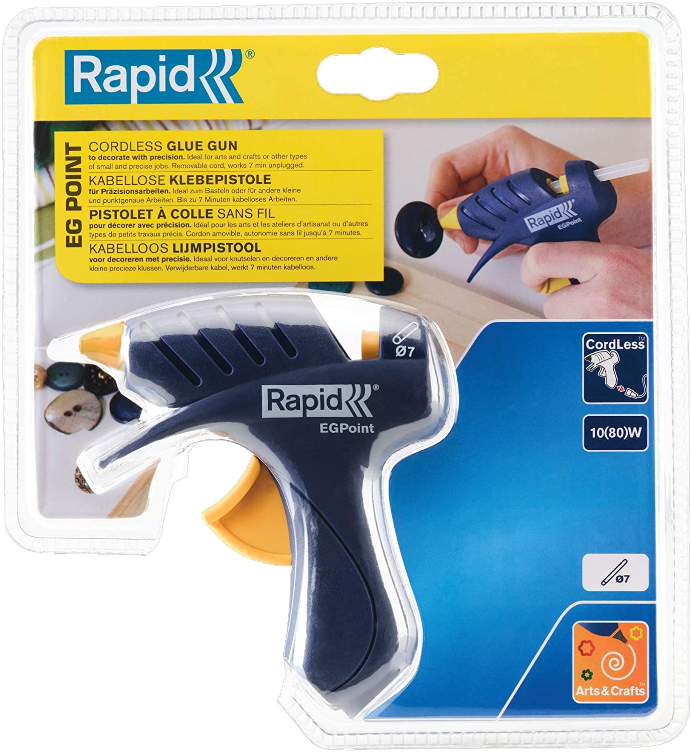 RAPID EG Point Hot Glue Gun, 7mm Cordless Glue Gun, 80 g/hr glue output, 170-200°C Temperature, Precision Nozzle - Image 3