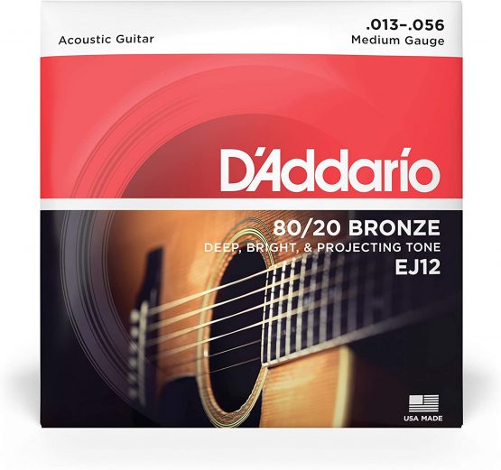 D'Addario Guitar Strings - Acoustic Guitar Strings - 80/20 Bronze - For 6 String Guitar - Deep, Bright, Projecting Tone - EJ12 - Medium, 13-56 - Image 2