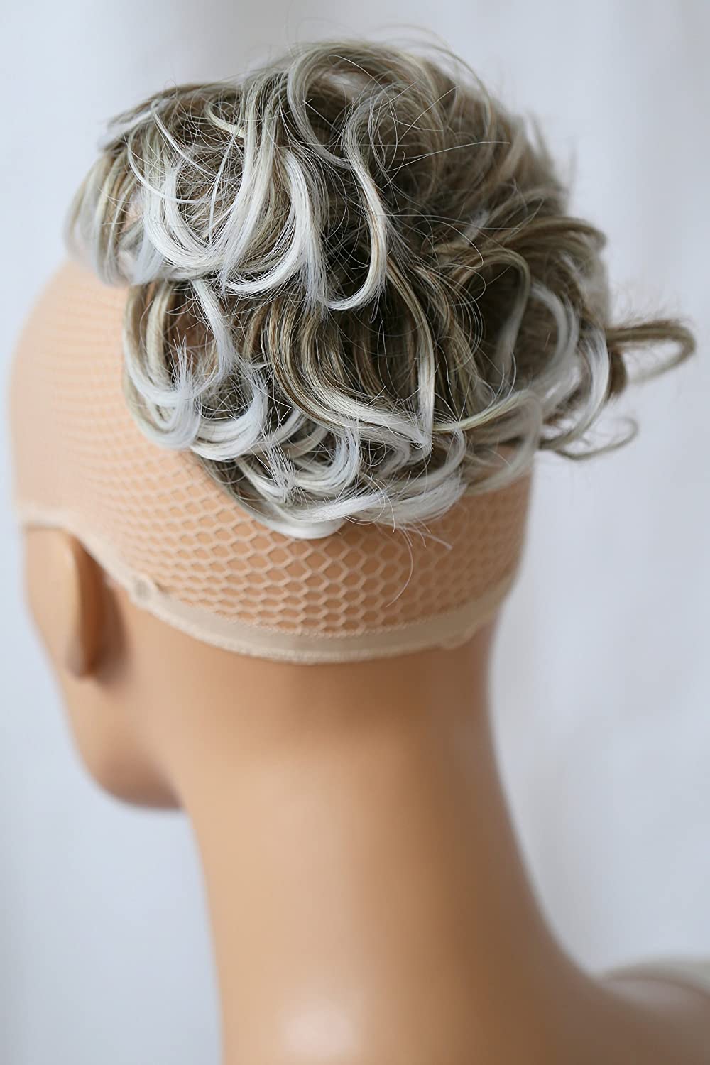 CAISHA Large Hairpiece Scrunchy Instant Updo Curly Messy Bun Light Brown Gray Mix G24E, light brown gray mix #9T1001B G24E - Image 4