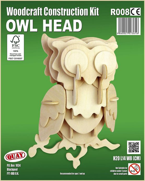Quay Owl Head Woodcraft Construction Kit FSC - Image 2