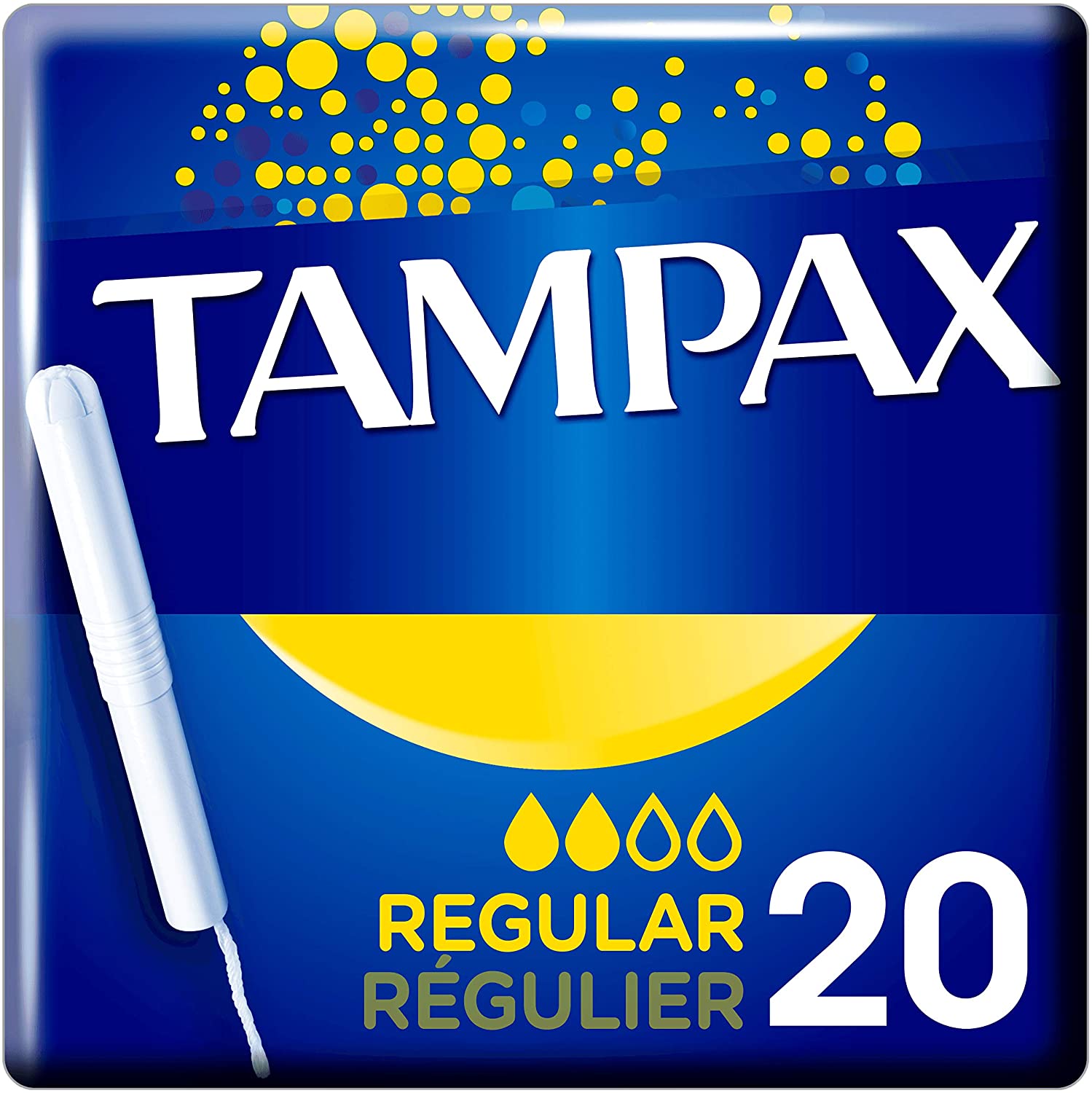 Tampax Regular Tampons with Cardboard Applicator 20X, Leak Protection, Feel Clean, White, 20 Count (Pack of 1)