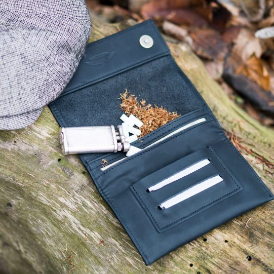 COMARI Leather Tobacco Pouch | Double-Paper & Filter Compartment | Magnetic Fastener | Free Greengo Tobacco Humidifier (Vintage Brown) - Image 2