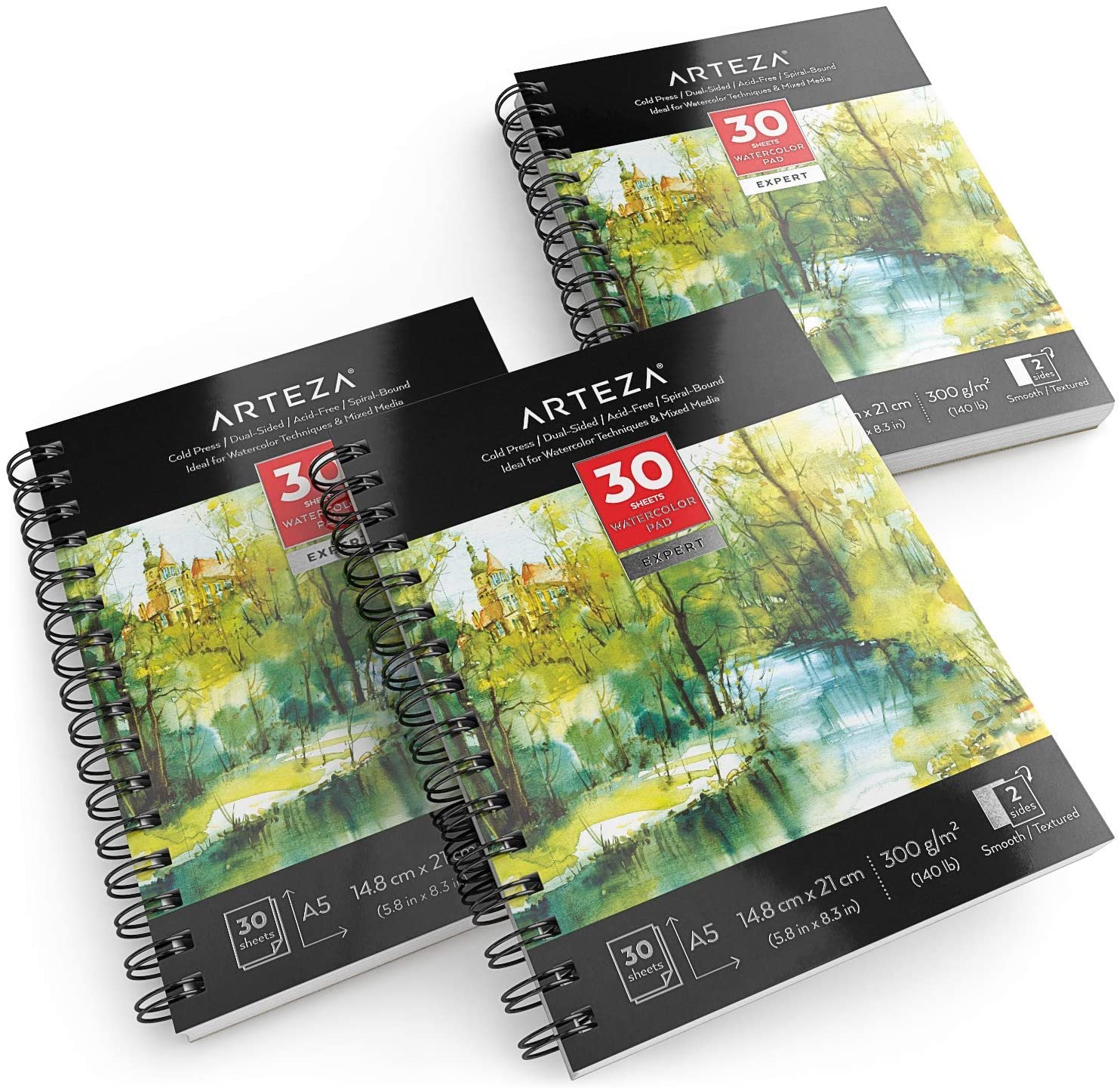 ARTEZA Watercolour Paper Pad A4, 14 Sheets, 300gsm Watercolour Paper, 100% Cotton
