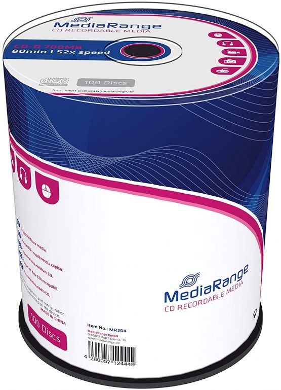 MediaRange MR204 CDR80 700MB 52x (100) Cake Box UV-resistant