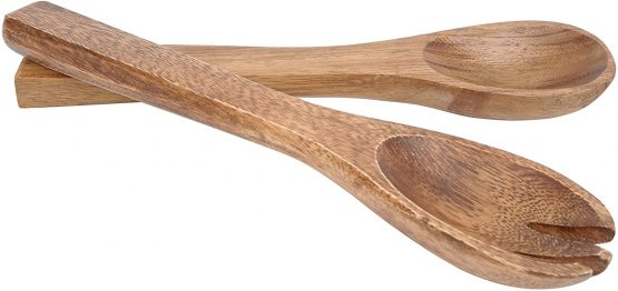 Premier Housewares 1104580 Salad Servers Salad Bowl & Servers Salad Tongs Wooden Tongs Wooden Fork Small Wooden Spoon bamboo Tongs 26 cm x 3 cm x 2 cm - Image 2