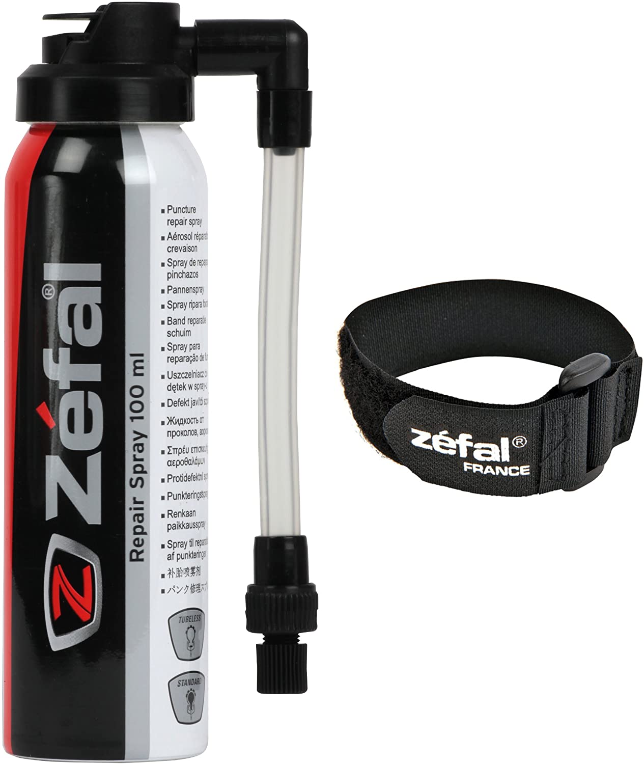 Zefal 1128 Repair Spray Instant Inflation with strap, Black, 100 ml, 100 ml (Pack of 1)