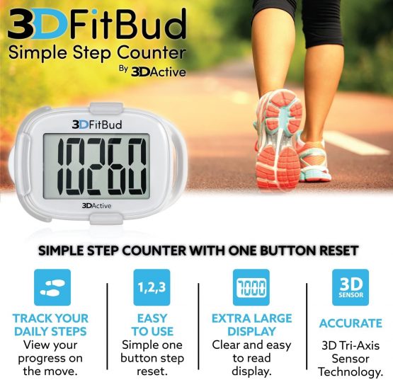 3DFitBud Simple Step Counter Walking 3D Pedometer with Clip and Lanyard, A420S - Image 2