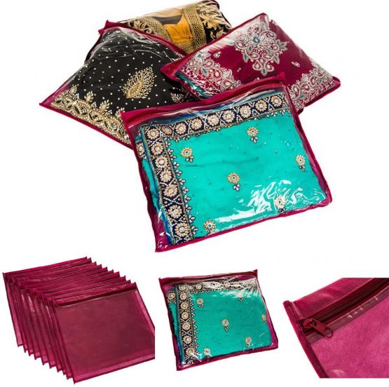 Fineway Pack of 20 Clear Saree Clothes Garment Sari Storage Bags Wardrobe Organiser