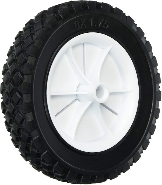 Shepherd Hardware 9613 8-Inch Semi-Pneumatic Rubber Replacement Tire, Plastic Wheel, 1-3/4-Inch Diamond Tread, 1/2-Inch Bore, White