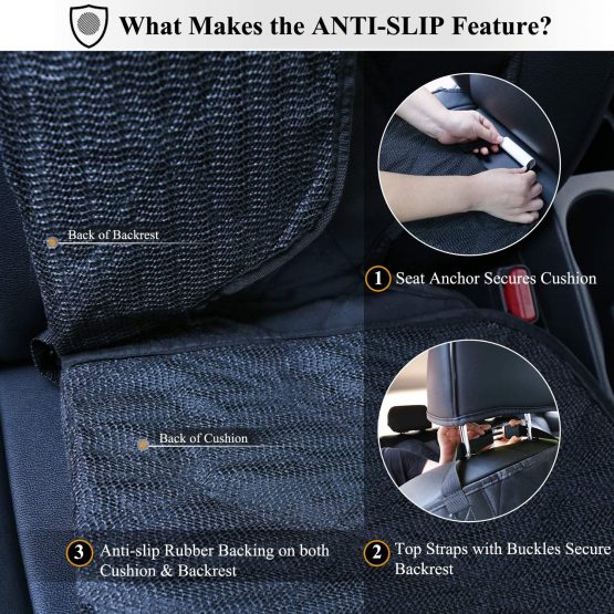 VIVAGLORY Nonslip Front Seat Cover, No-Skirt Design, 4 Layers Quilted & Durable 600 Denier Oxford Dog Seat Cover for Most Cars, SUVs & MPVs, Heather Khaki - Image 3