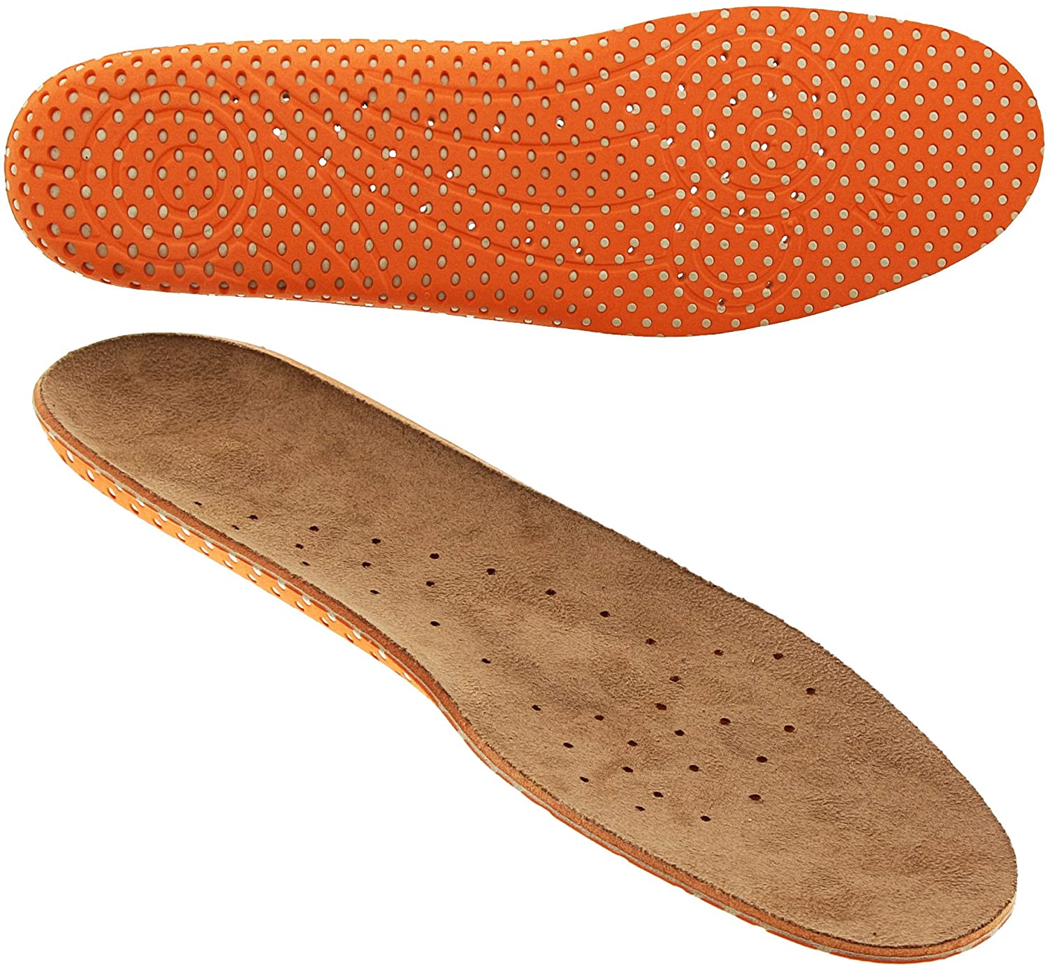 Bama Comfort Memory Foam Insole, Cushioned Footbed for Targeted Support & Breathability, Unisex Shoe Insert, Brown/Orange