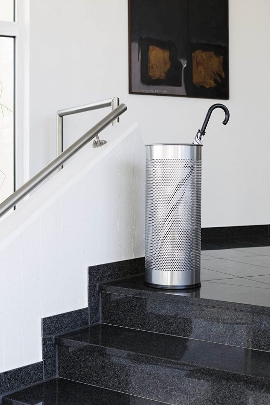 Durable Atlanta Umbrella Stand Tubular Metal Perforated 28.5 Litre - Silver Ref A2900-02618 - Image 2