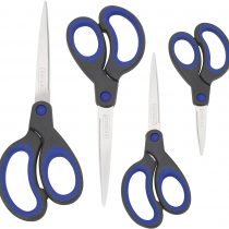 Rapesco 1575 Soft Grip Handle Scissors - Set of 4 (Black/Hot Pink)