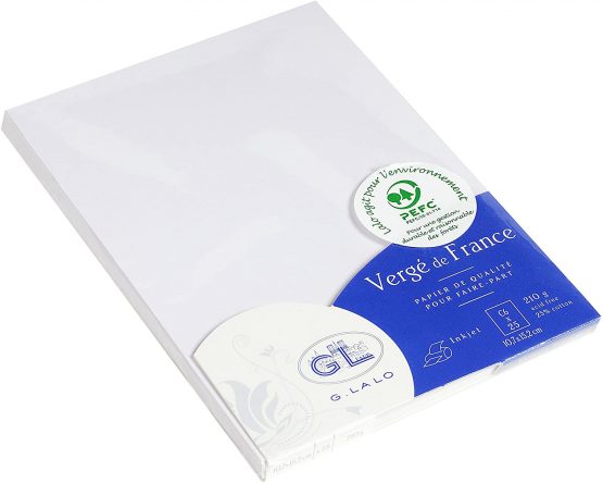 Lalo 16800L - Pack of 25 Single Cards C6, 210g, Vergé De France, White