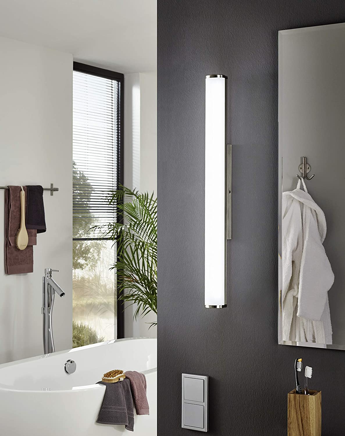 Eglo 94717 CALNOVA LED Bathroom Wall Light in Satin Nickel, Length 90 cm - Image 2
