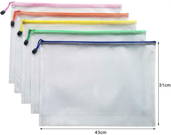 A3 Document Folder File Zipper Bags Plastic Wallets Folder Extra Thick (A3-5PCS) - Image 2