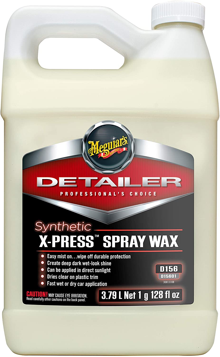 Meguiar's D15601 Detailer Synthetic X-Press Spray Wax 3.79L easy mist on, wipe off durable protection, 3.79 l (Pack of 1)