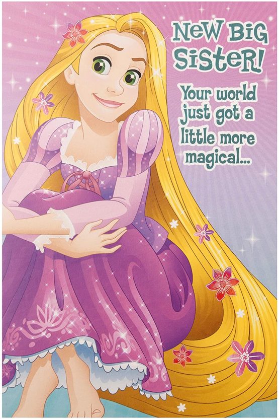 New Big Sister Congratulations Card from Hallmark - Colourful Rapunzel Design from the Disney Princess Range