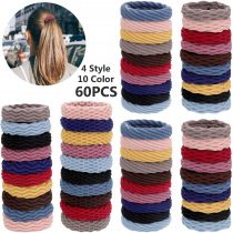 60 Pieces Seamless Cotton Hair Ties Thick Elastic Hair Ties Ponytail Holders No Crease Hair Bands for Women Girls, 4 Styles (Mixed Color)