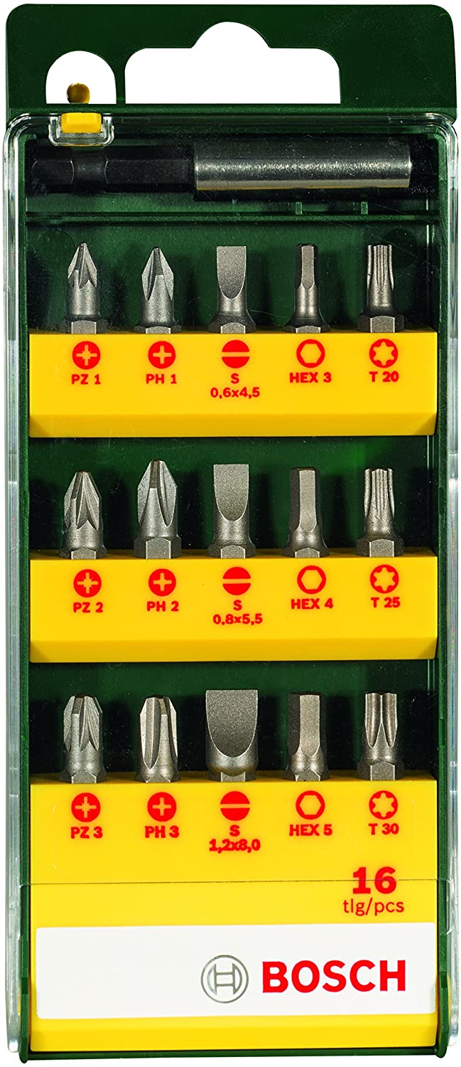 Bosch Accessories 2607019453 Screwdriver Set (16-Piece), Green, Variety Pack