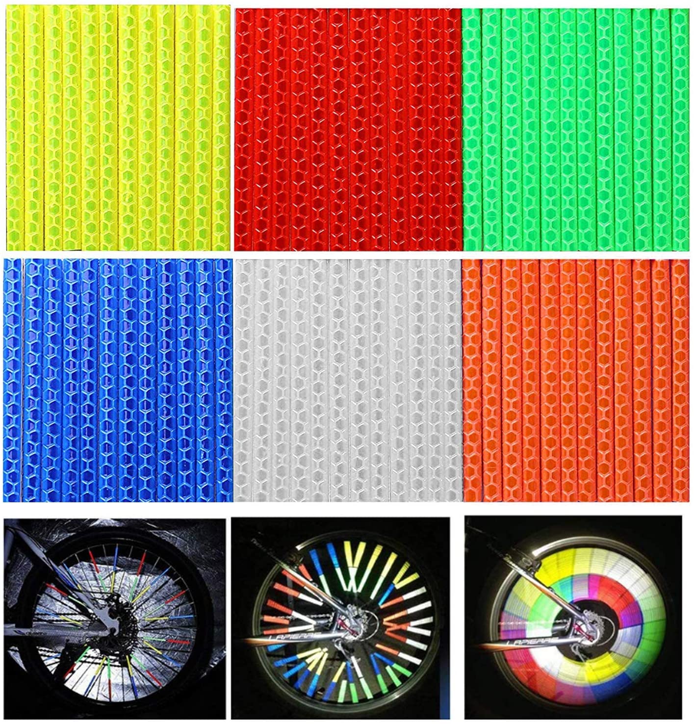 WENTS Bike Spoke Reflector Bicycle Cycling Reflective Clip Spoked Wheels for Kids Adult Bike Easy Mount 72pcs 6 colours