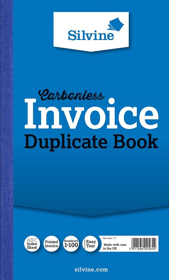 Silvine Carbonless Duplicate Invoice Book - Numbered 1-100 with index sheet (210 x 127mm) [Pack of 6]