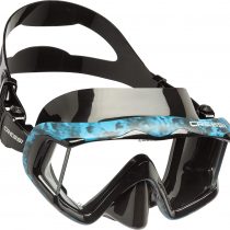 Cressi Unisex's Liberty Triside Panoramic View Tempered Glass Lens Premium Scuba Snorkeling Mask, Blue Camo, One Size