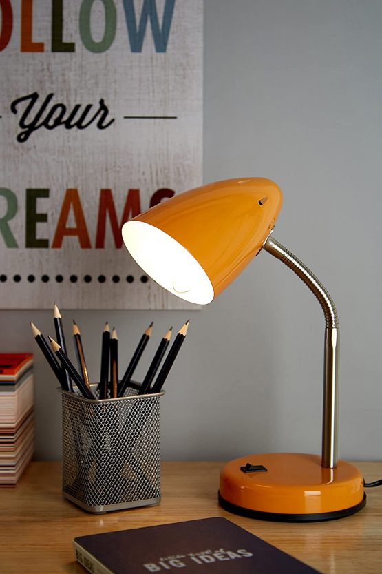 Premier Housewares Bedside Table Lamp Orange Gloss Desk Lamps Metal Reading Light Spot Light Book Light Desk Lamp - orange gloss 36.5 x 13 x 13 cm - Image 4