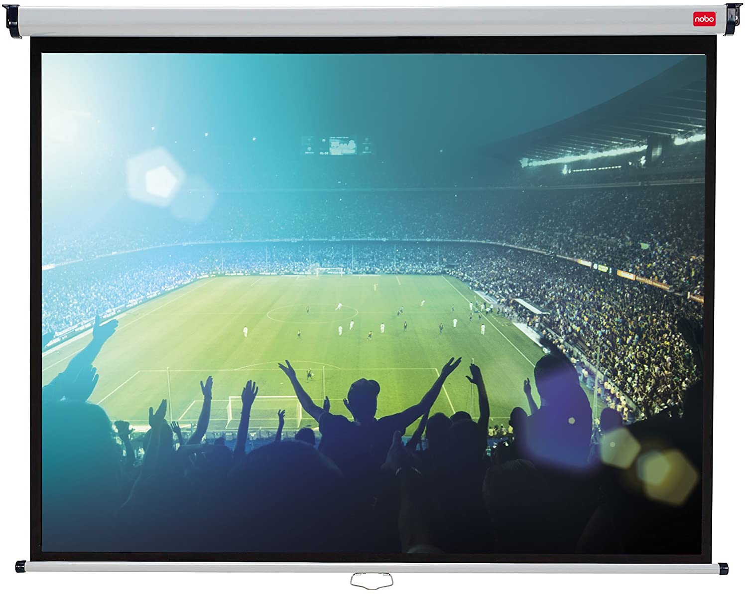 Nobo Wall & Ceiling Mount Projection Screen, Portable Lightweight Hanging Matte White Projector Surface, Wide Screen