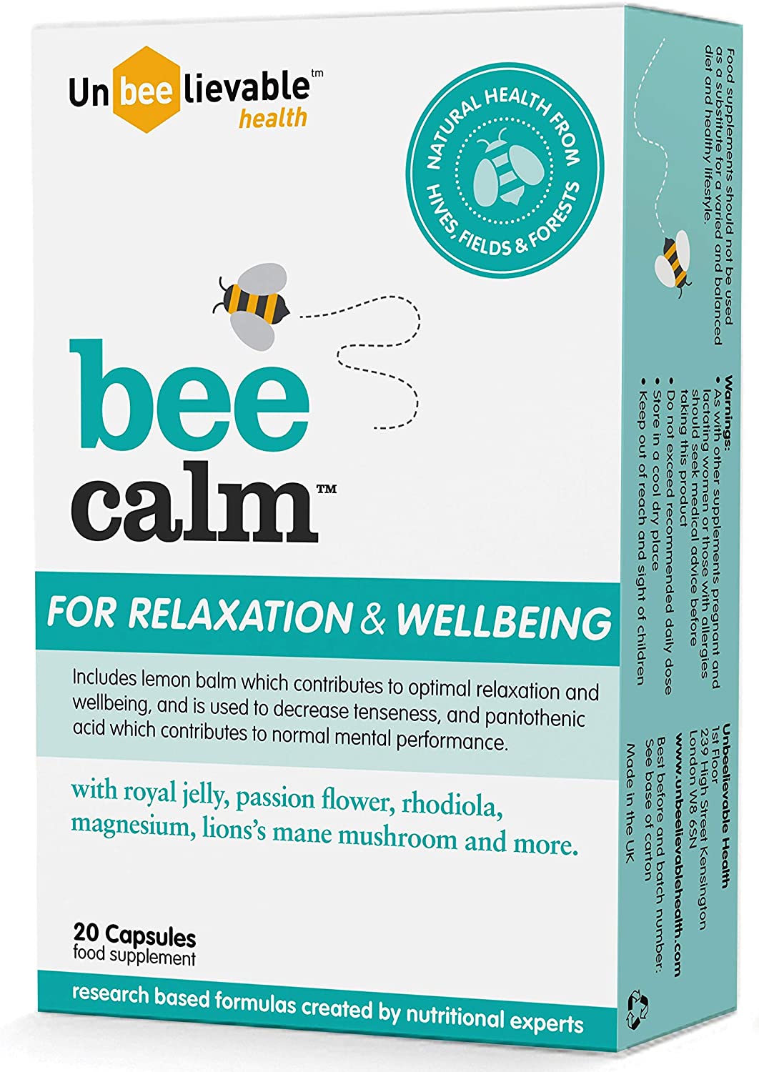 Unbeelievable Health Bee Calm Relaxation and Wellbeing Support, Created by Nutritional Experts