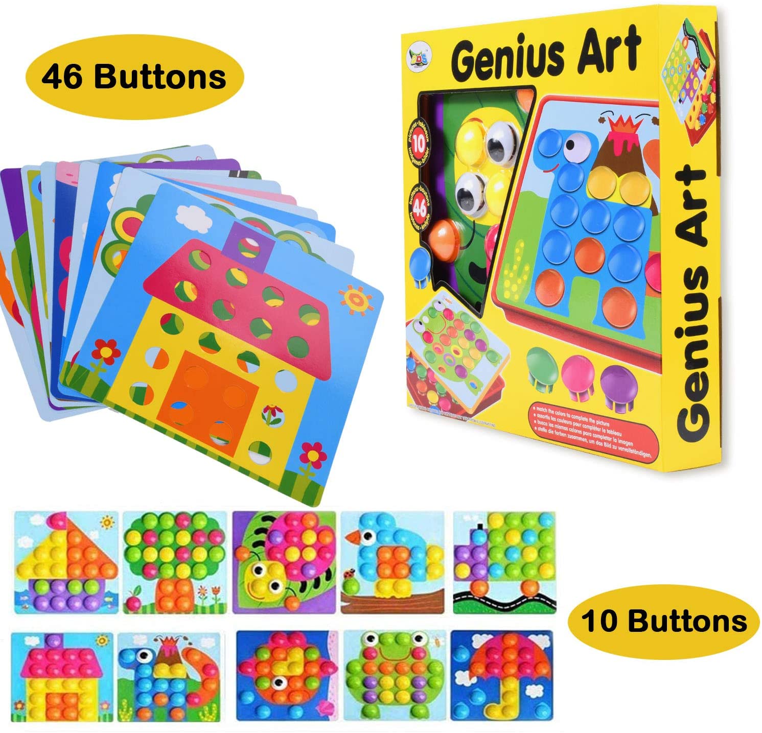 OMZGXGOD Button Art, 46 Buttons 10 Pictures Animal Theme, Match Button ...