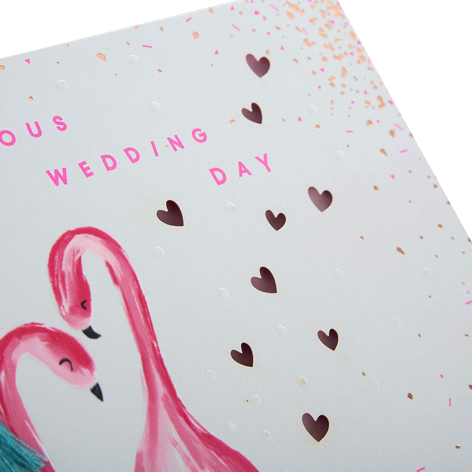 Hallmark Wedding Congratulations Card - Contemporary Square Design with Neon Flamingos, Wedding Card Flamingo, 16 cm x 16 cm - Image 4