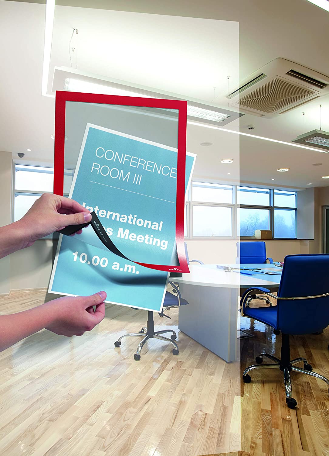 Durable DURAFRAME Self-Adhesive Magnetic Frame, A4 Red, Pack of 10, Document Frame For Professional Internal Signage - Image 2