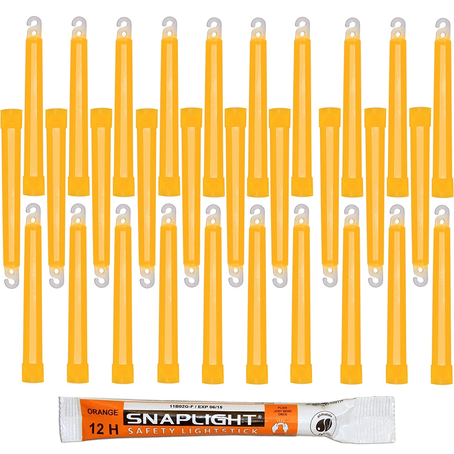 Cyalume SnapLight Orange Light Sticks - 6 Inch Industrial Grade, High Intensity Glow Sticks with 12 Hour Duration (Pack of 30)