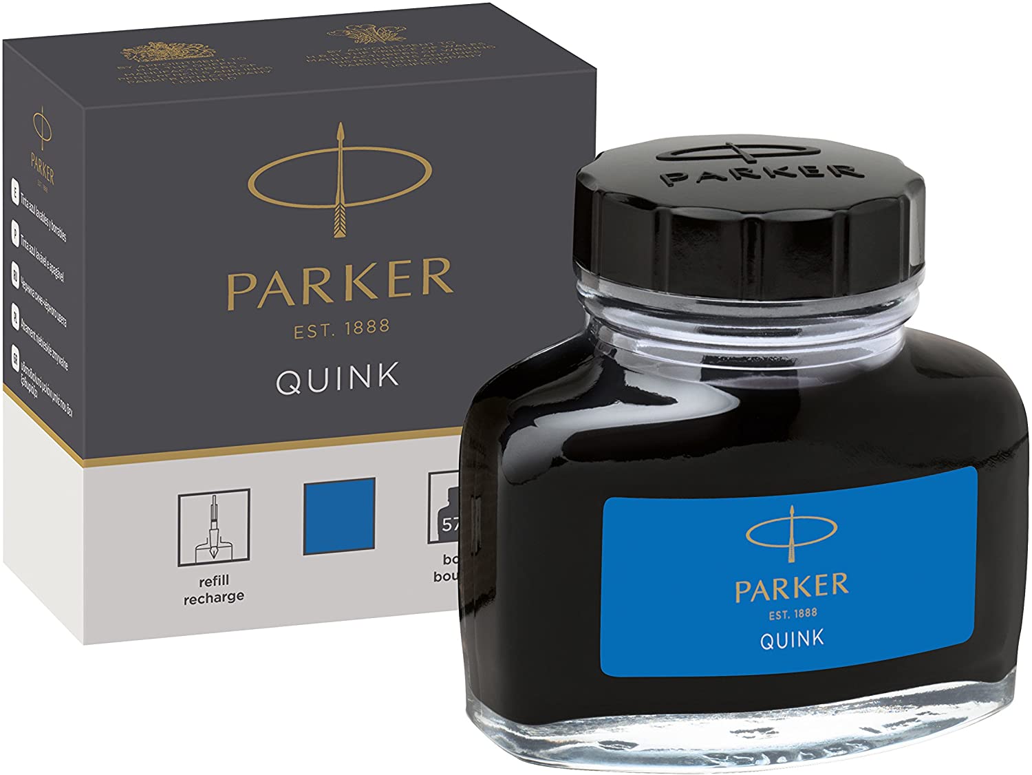 Parker Fountain Pen Ink Bottle, Washable blue, 57 ml