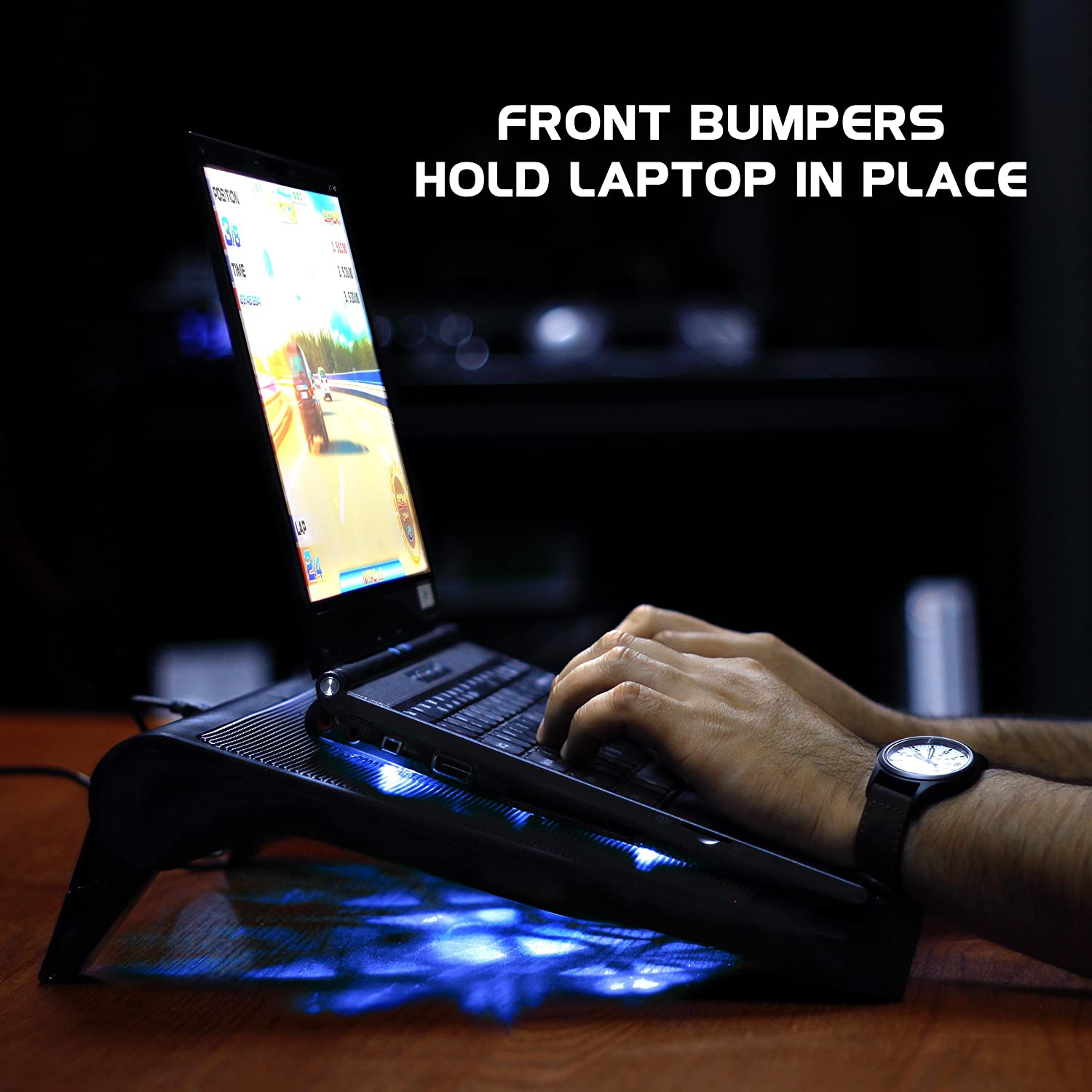 ENHANCE Gaming Laptop Cooling Pad Stand with LED Cooler Fans, Adjustable Height, and Dual USB Port for 17 Inch Laptops - Image 4