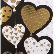 Friends Engagement Congratulations Card from Hallmark - Black and Gold Heart Balloons Design