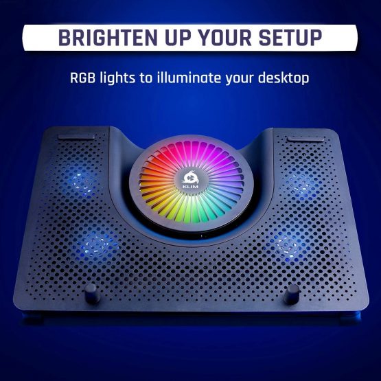 KLIM Nova + Laptop Cooling Stand with RGB backlighting + 11" - 19" + Gaming Laptop Cooling Pad For Desk + USB Powered Fan with metal grid + Stable And Silent + Compatible Mac And PS4 + NEW 2021 - Image 2