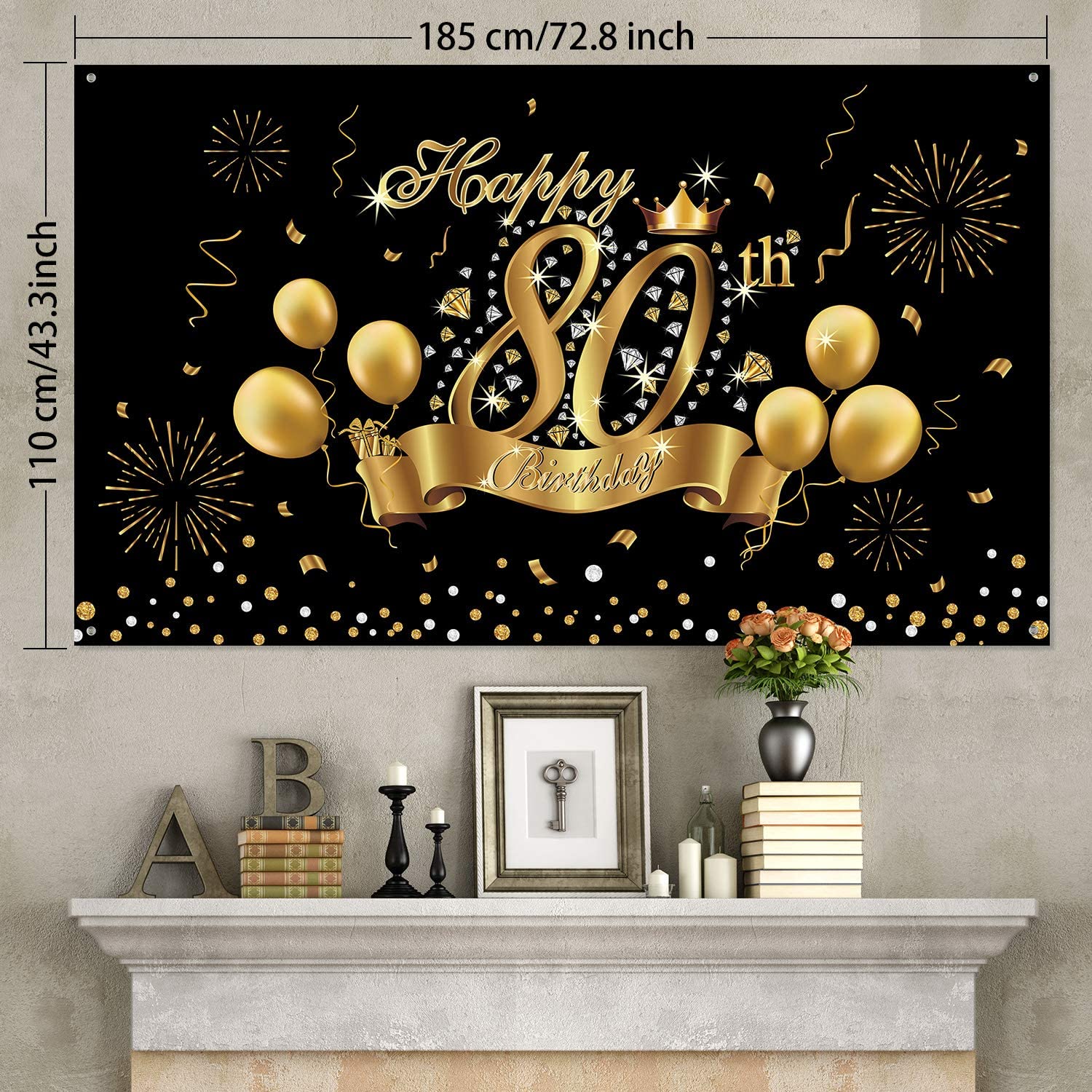 80th Birthday Black Gold Party Decoration - Image 2