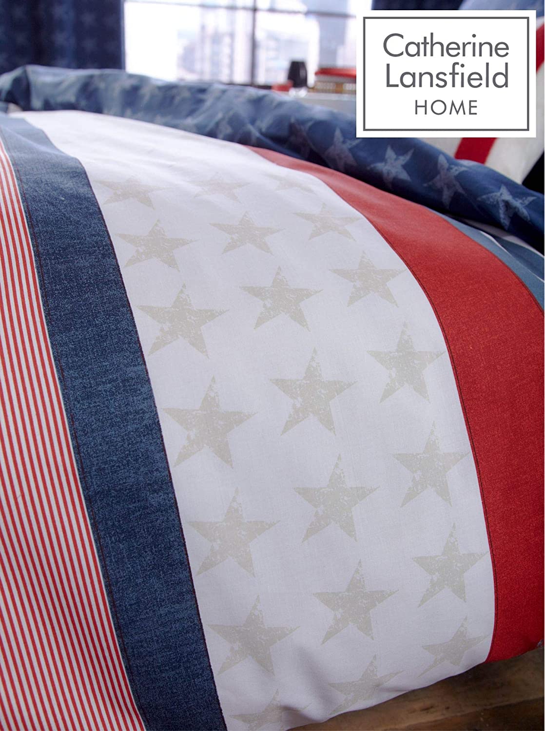 catherine lansfield stars and stripes duvet cover set