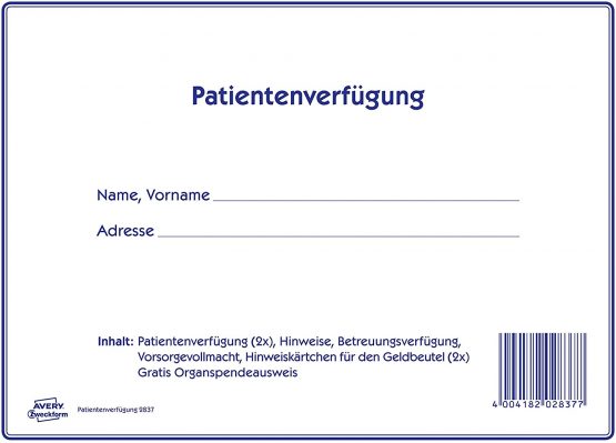 Avery Zweckform 2837, Patient DIN A4 White