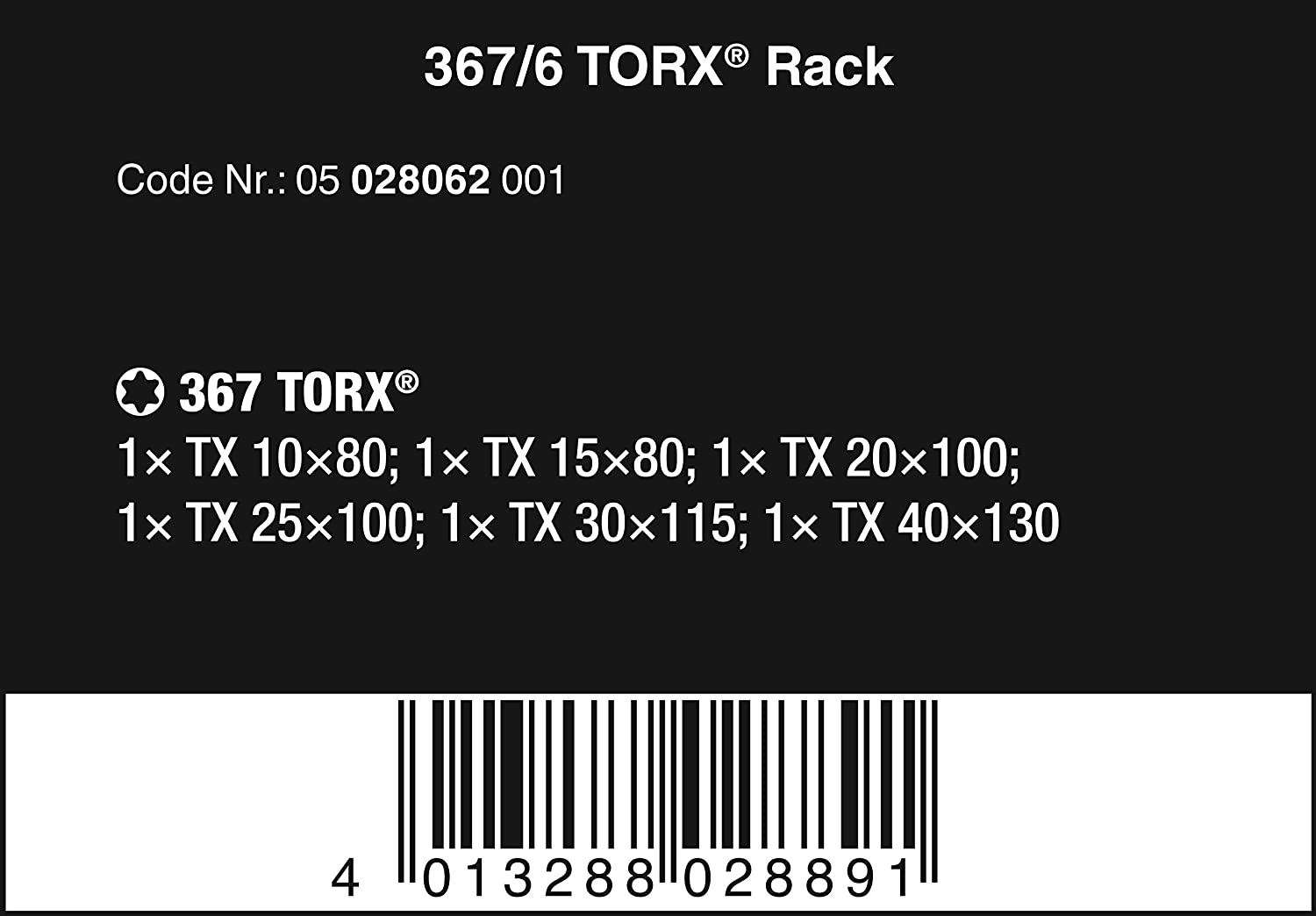 Wera 367/6 TORX® Kraftform screwdriver Set including rack, 6pc, 05028062001,Multi-colour,315 x 155 x 40 mm - Image 2