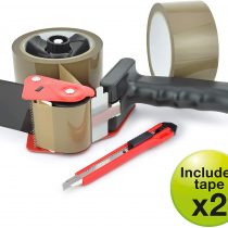 Rapesco 1556 960 Tape Dispenser with 2 Brown Packing Tapes & Knife