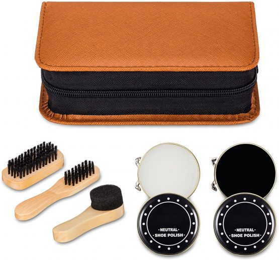 Shoe Shine Kit with PU Leather Sleek Elegant Case, 7-Piece Travel Shoe Shine Brush kit - Image 4
