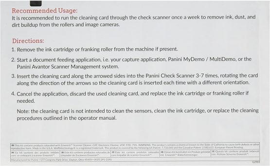 Panini Check Scanner Cleaning Cards featuring Waffletechnology (15 cards) - Image 2