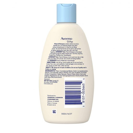 Aveeno Baby Wash & Shampoo For Hair & Body, Tear-Free, 8 oz. - Image 2