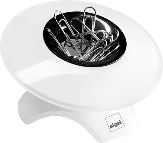 SIGEL SA101 Paper Clip Dispenser, Ø 9.5 x 5.5 cm, white