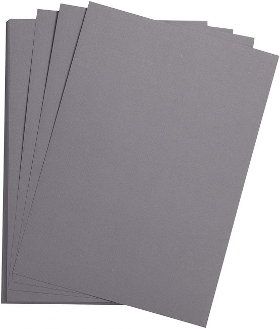 Clairefontaine Etival Coloured Grained Drawing Paper, 160g, A3 - Dark Grey, Pack of 25 Sheets